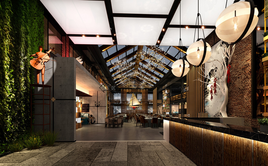 工業風廠房餐廳裝修設計效果圖欣賞