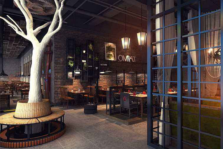 工業風火鍋店設計效果圖