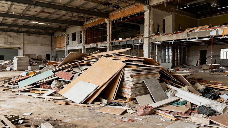 廠房裝修現(xiàn)場(chǎng)材料堆放雜亂