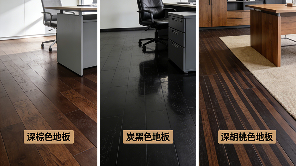 辦公室深色系地板（深棕、炭黑、深胡桃色）